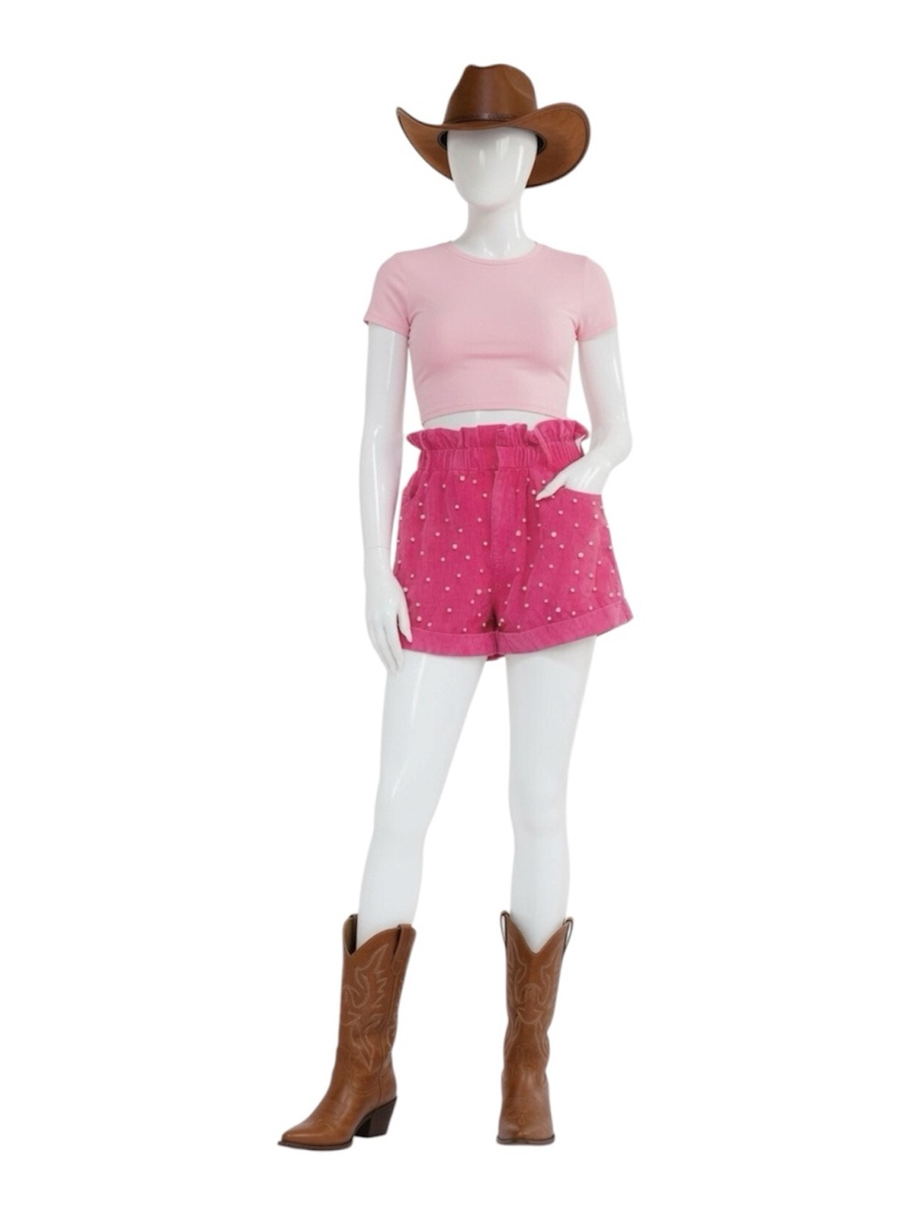 FANTASTIC FAWN pink corded pearl shorts S M L